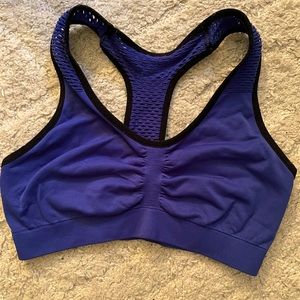 sports bra, blue and black